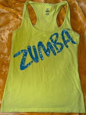 Zumba Fitness Lime Green Racerback Tank with Blue Logo